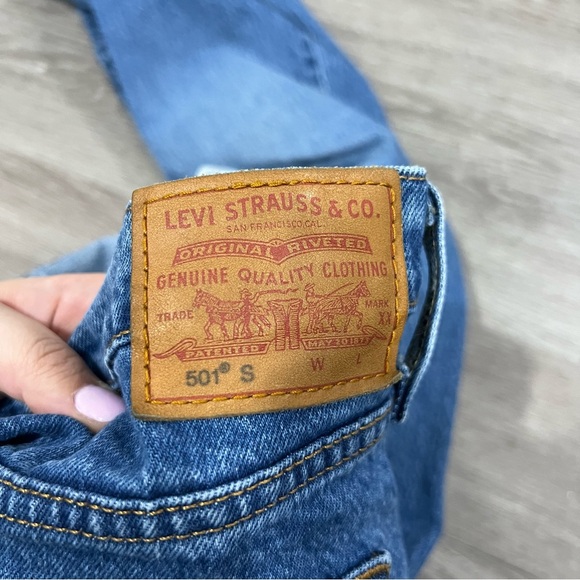 Levis 501S Skinny Classic Blue Women's Jeans W32 L28 BUtton Fly - Picture 5 of 10